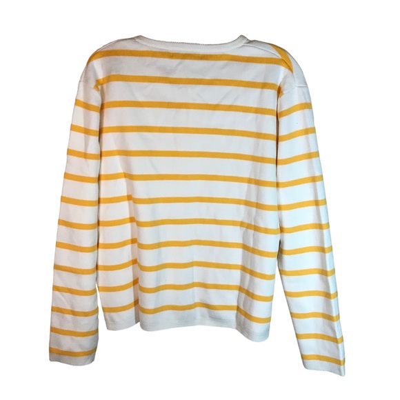 Latahuo women’s crewneck button front cardigan sweater XXL striped yellow white - Picture 5 of 10